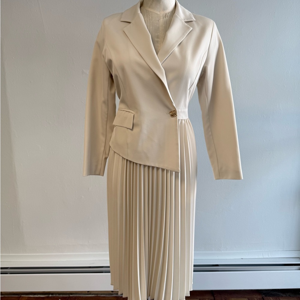 Elegant Cream Blazer Dress